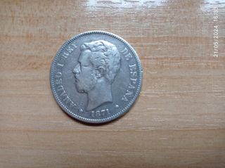 Moneda de 5 pesetas Amadeo I 1871