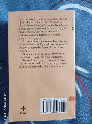 Libro Don Quijote de la Mancha, edición especial.