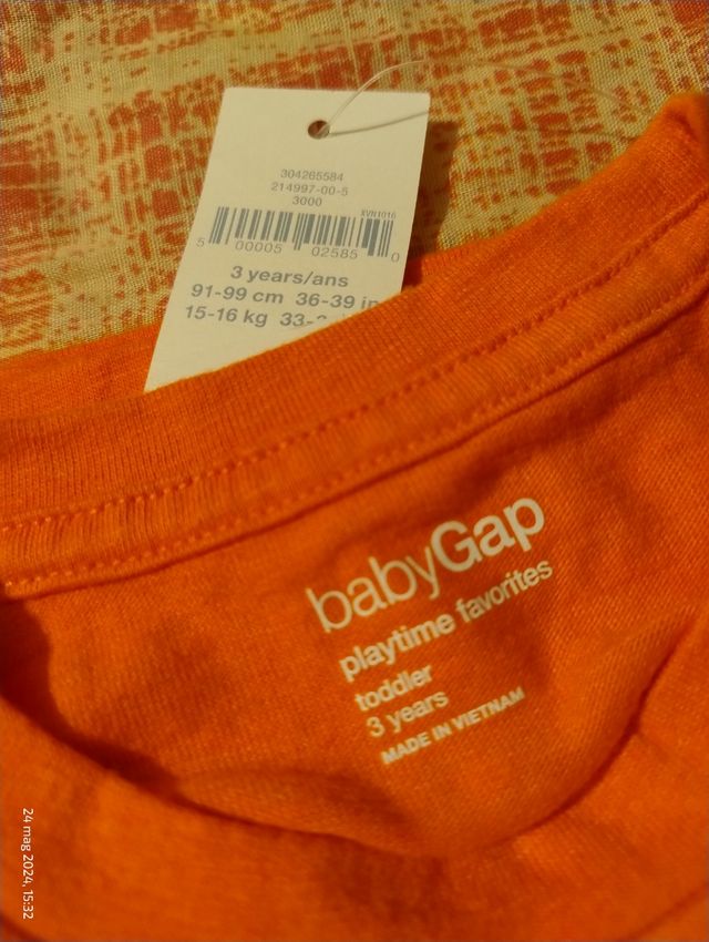 Gap Baby T-SHIRT Screen Logo 3 Years.Nuovo