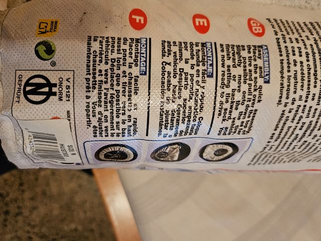 Cadena coche para la nieve ,textil .