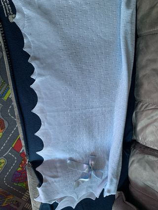 Toquilla bautizo puntilla azul