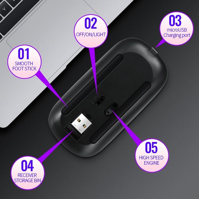 Ratón Inalámbrico Bluetooth 2,4GHz LED NUEVO