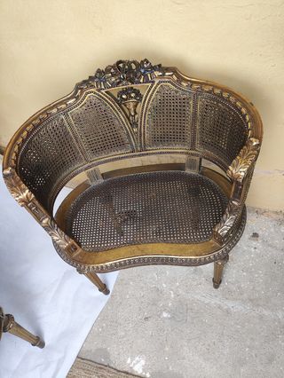 Tresillo dorado antiguo