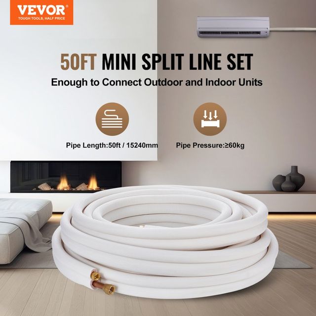 50FT Mini Split Line Set, tubi in rame con diametr
