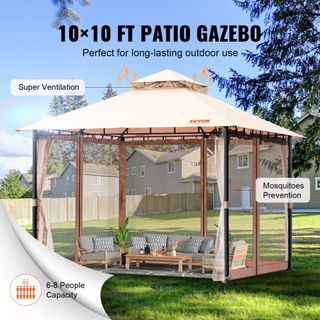 Gazebo da Patio per 6-8 Persone, Gazebo da Cortile