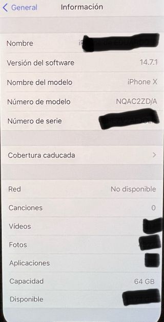 Iphone X 64GB color gris espacial