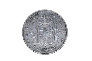 Moneda 2 Pesetas 1883 MS M Alfonso XII