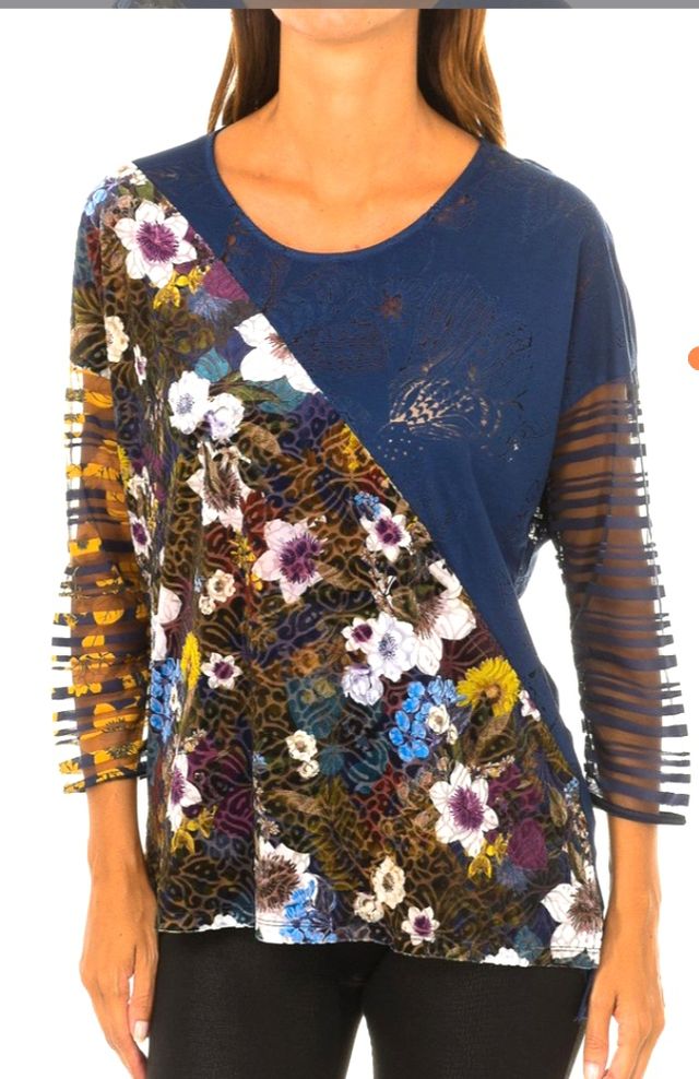 Desigual camiseta blusa transparencias.