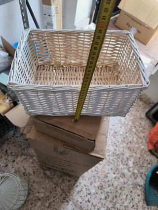 cesta  blanca grande rafia