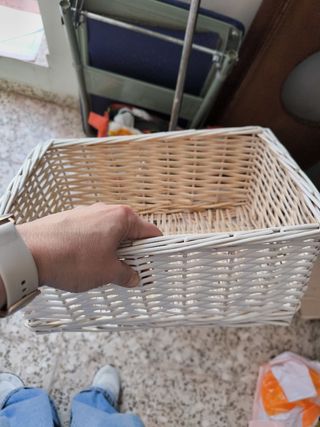 cesta  blanca grande rafia