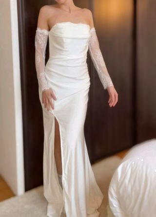 Nuevo Vestido de novia mangas encaje