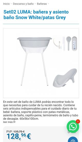 Bañera bebé Luma gris