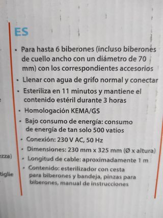 Esterilizador de biberones electrico