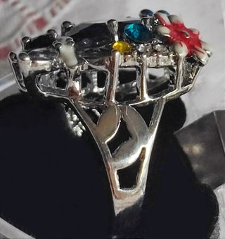 Anillo grande de esmalte y amatista Talla 11