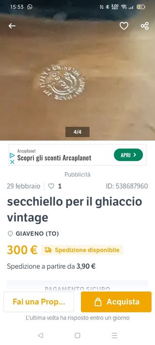 Macabo vintage secchiello ghiaccio