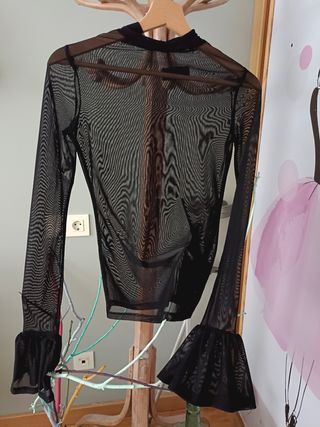 Blusa negra transparente talla XS