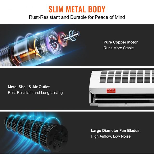 Barriera d'aria da 1,2 m 2 velocità 2802 m³/h, Bar