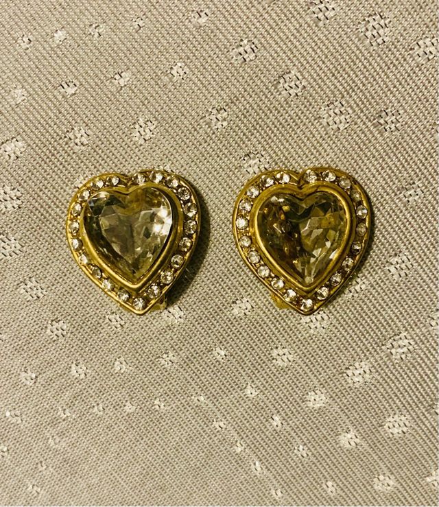 Orecchini Vintage dorati con cristallo