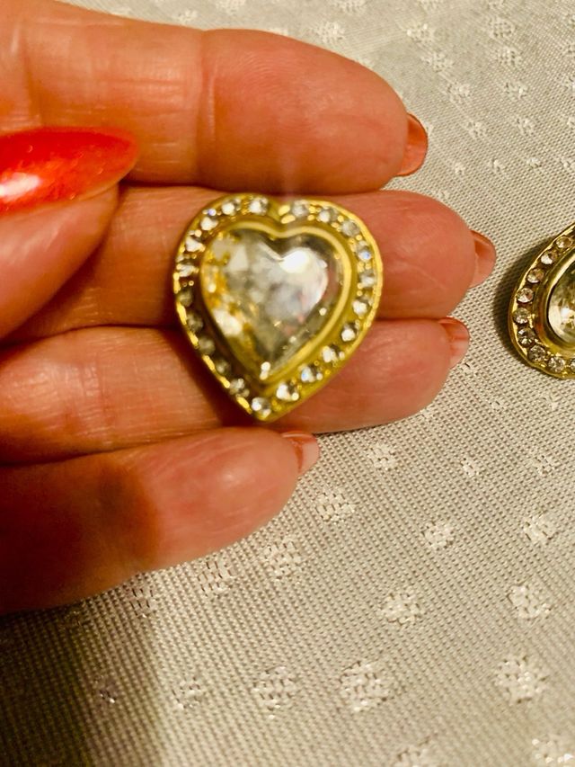 Orecchini Vintage dorati con cristallo