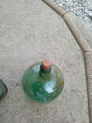 Botella de cristal verde damajuana de viresa 5L