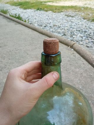 Botella de cristal verde damajuana de viresa 5L