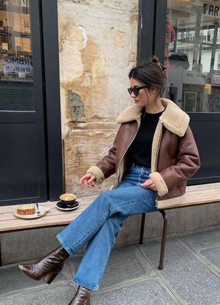 Cazadora aviador borreguito de Mango