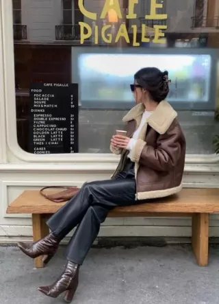 Cazadora aviador borreguito de Mango