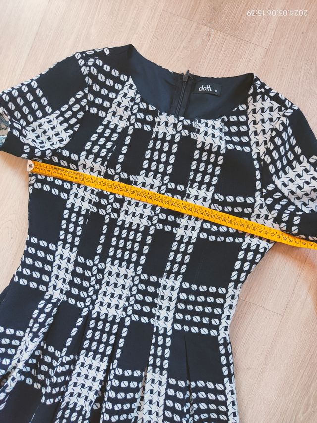 Vestido azul crudo atemporal M 38 manga