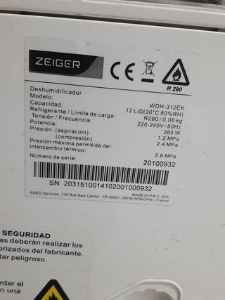 DESHUMIDIFICADOR DIGITAL 12L.