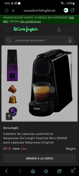 Cafetera De'Longhi Nespresso 