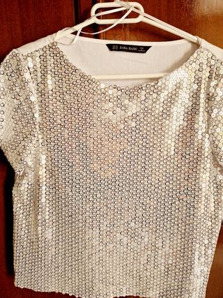 Camiseta lentejuelas Zara