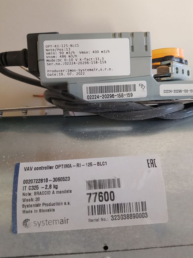 Regolatore a portata d'aria Optima RI-125-BLC1