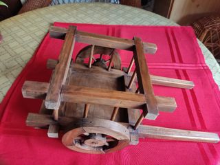Carrito madera/macetero+REGALO POTHOS