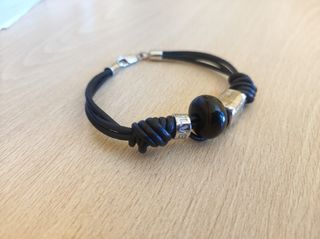 PULSERA PLATA Y CUERO