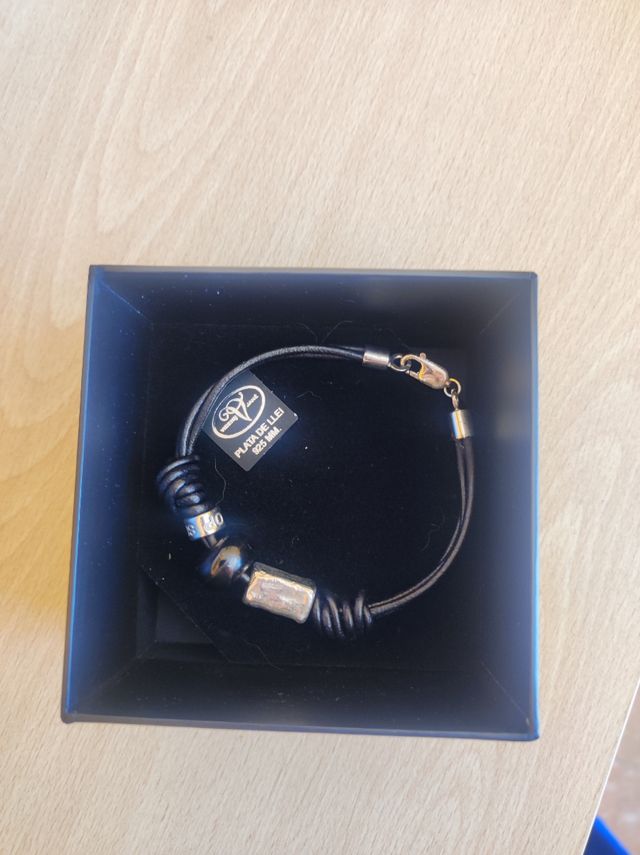 PULSERA PLATA Y CUERO
