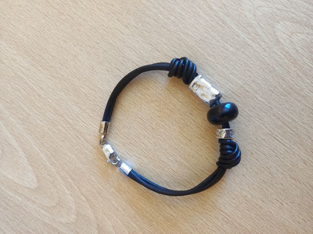 PULSERA PLATA Y CUERO