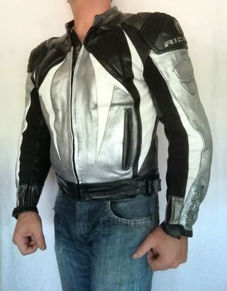 Cazadora motociclismo cuero auténtico L Medidas in