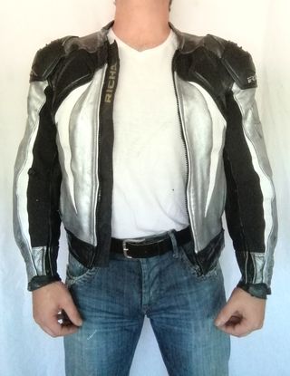 Cazadora motociclismo cuero auténtico L Medidas in