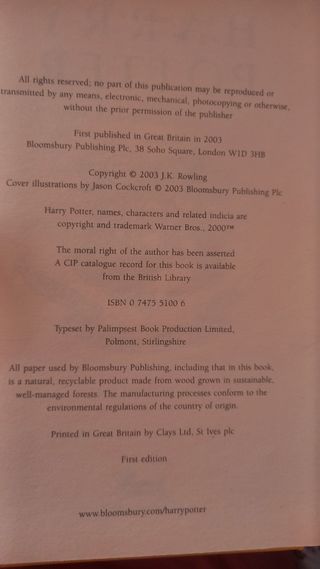 Harry Potter (The Order of the Phoenix)-1ª edición