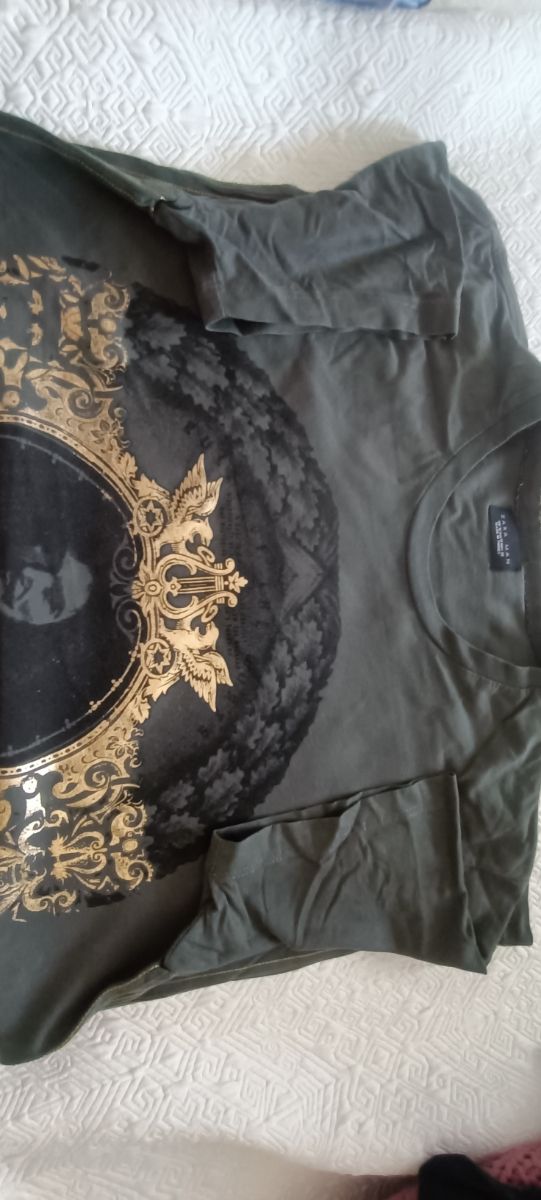 Camiseta hombre zara man M verde