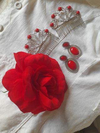 Traje flamenca + manton + peinetas...