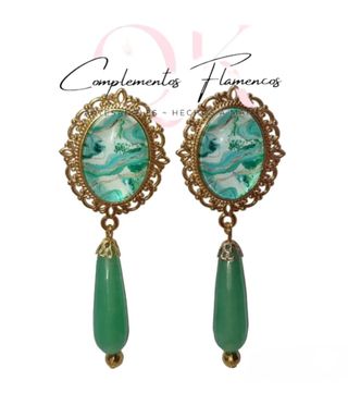Pendientes verde agua. Piedra Aventurina
