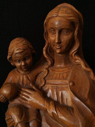 52 cm. VIRGEN  MARÍA TALLA DE MADERA
