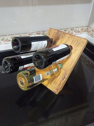 Botellero de madera para 4 botellas 