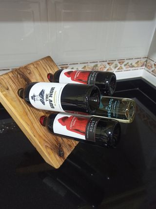 Botellero de madera para 4 botellas 