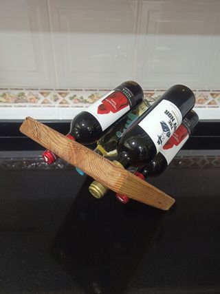 Botellero de madera para 4 botellas 
