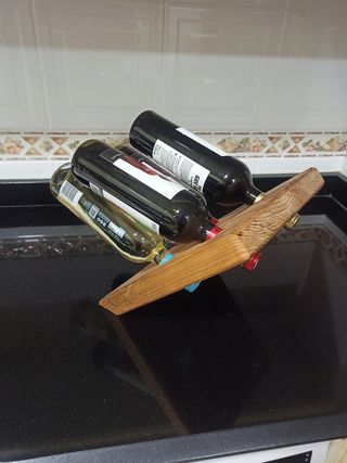 Botellero de madera para 4 botellas 