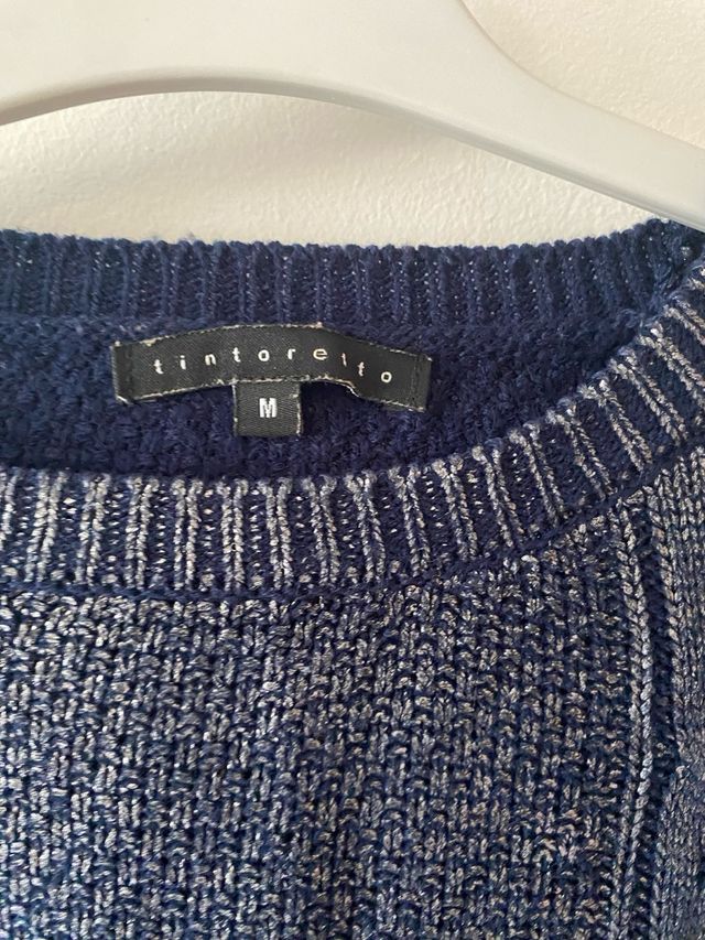 Jersey mujer Tintoretto azul tonos plateados M