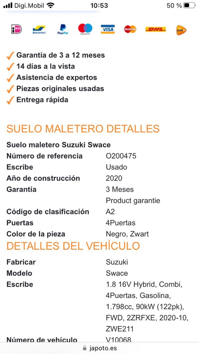 Bandeja de maletero toyota corolla touring sport