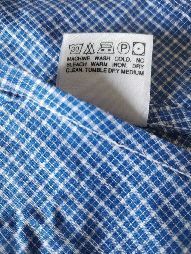 Camicia quadretti blu chiaro, cotone